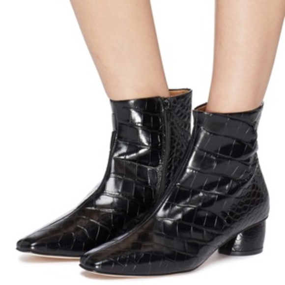 NEW LoQ Matea Crocodile Embossed Leather Ankle Boots Sz. 36 (US 5.5) - Picture 6 of 9